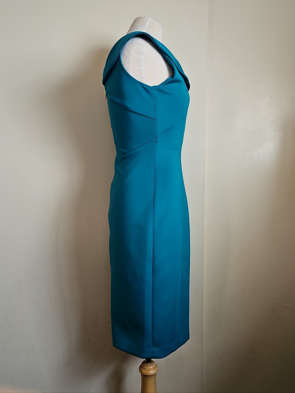 Calvin Klein Teal Sheath Sleeveless Dress With V-Neck Full Zipper Size 4 - Picture 10 of 16